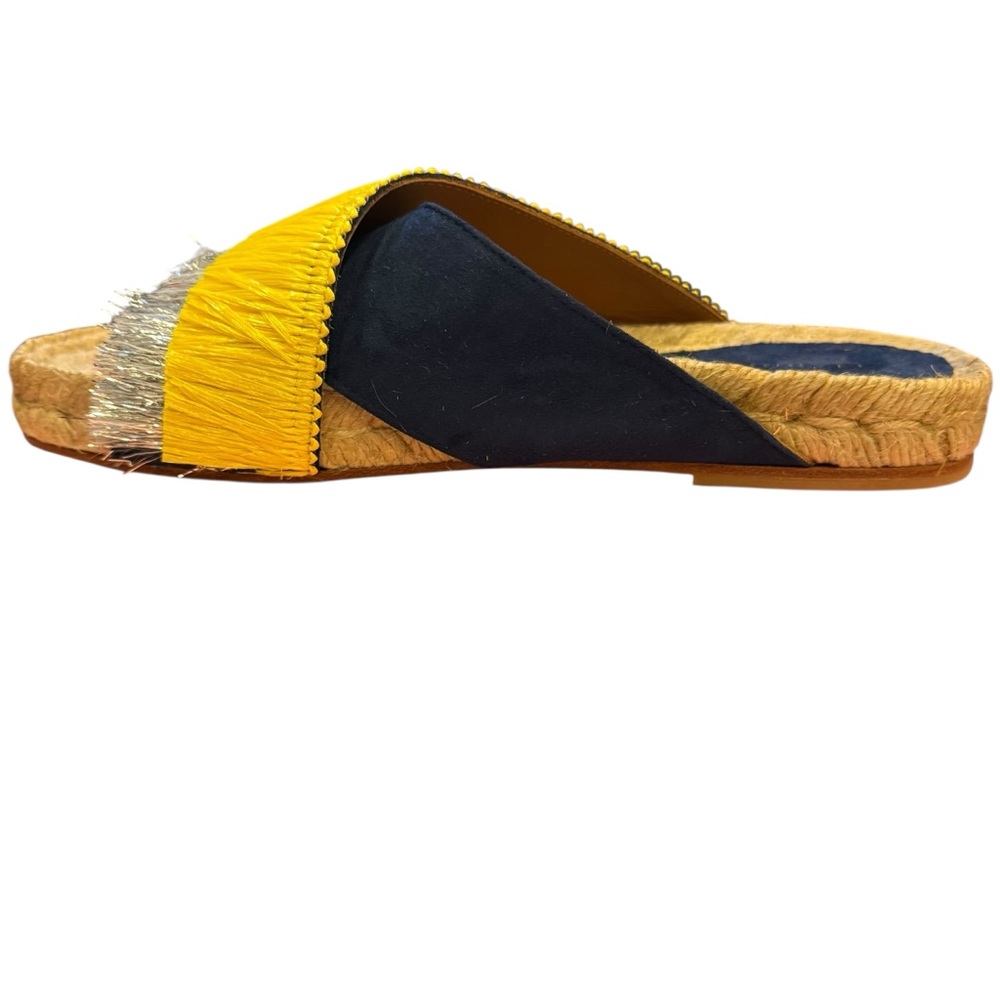 L’F Shoes Made in Spain Slide Sandals in Navy Yellow and Silver Sz 39 - Picture 5 of 11